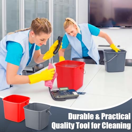 Zhehao 6 Pcs 3 Quart Small Sanitizer Cleaning Bucket, Red,Gray - color: Red,gray