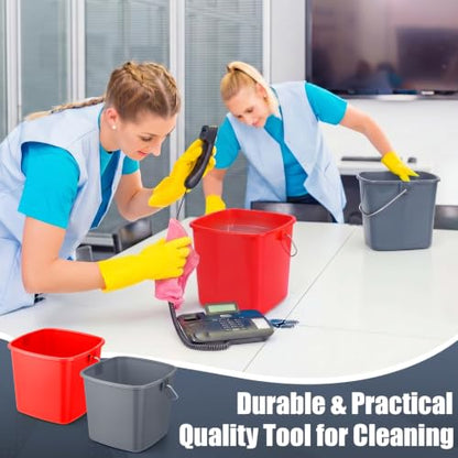 Zhehao 6 Pcs 3 Quart Small Sanitizer Cleaning Bucket, Red,Gray - color: Red,gray