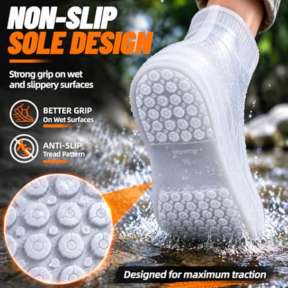 Waterproof Shoe Covers, Reusable Silicone Rain Shoe Covers, White, XL