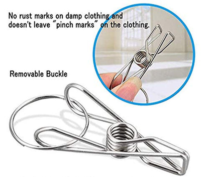 Strong Stainless Steel Laundry Drying Rack Clothes Hanger with 10 Clothespins Indoor Space Saver Hanging Clothing Organizer Mitten Sock Hangers - color: 10 Clips Metal