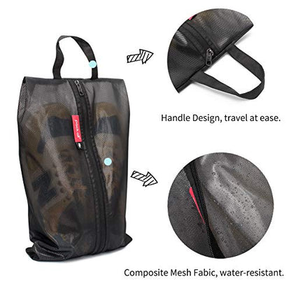 pack all Shoe Bag for Travel, Water-Resistant Shoe Pouch for Sports - color: Black, style: 2 Pack