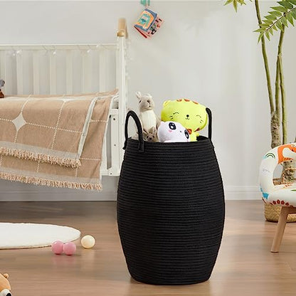 Extra Large Laundry Hamper Basket 105L Woven Blanket Basket, Black - color: Black, size: 105L