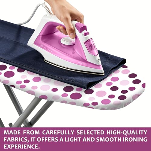 Padded Ironing Board Cover, 15 * 54 in Standard Size Ironing Board Covers, Easy Hook and Loop Fastener, Universal Fit for Standard Boards - color: Pink Polka Dots