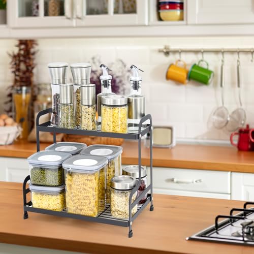 2-Tier Metal Countertop Organizer, Standing Storage Shelf - color: Black-wgxk-02