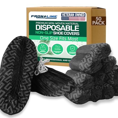 Non-Slip Shoe Covers Disposable, 50 Pack Black, One Size Fits Most Booties - size: Black 50 Pack