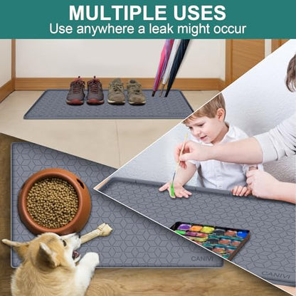 Under Sink Mat, 28"x22" Waterproof Tray for Cabinet, Holds 3 Gal - color: Blue Grey, size: 22"W x 28"L