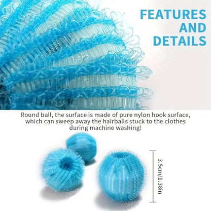 Pet Hair Remover for Laundry - 12PCS Reusable Dog & Cat Hair Catcher Balls for Washing Machine - Pet Fur Remover for Clothes, Bedding & Blankets - Safe on Fabric, Won’t Damage Laundry