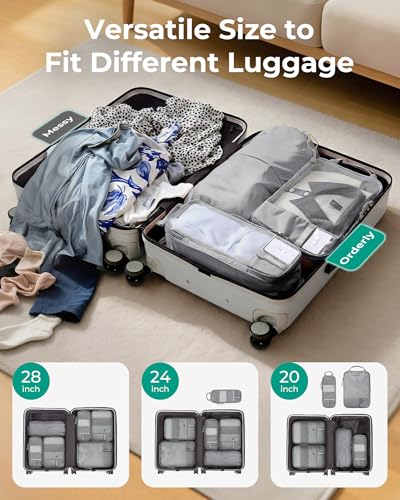 BAGSMART Compression Packing Cubes for Travel Essentials - color: Storm Front Grey, size: Set of 6