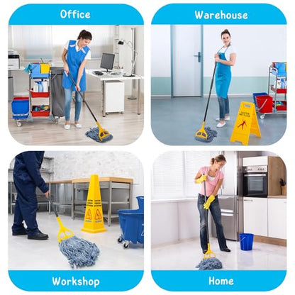 Commercial Mop for Floor Cleaning, 59'' Heavy Duty Industrial Mops with Long Handle, Cotton String Wet Mop for Garage, Office, Warehouse, Home, Workshop (2 Mops Head) - size: 59in