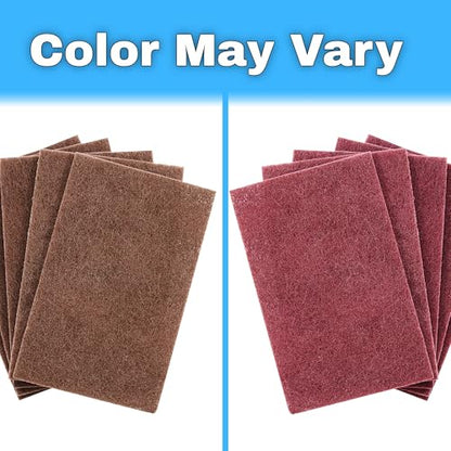 Heavy Duty XL Red Scouring Pads. 6x9 in 10 Pack of Scrubber Tools for Cleaning Stainless Steel Pots, Pans, Grills and Griddles. Extra Large Pad for Outdoor Use on Railings and Tiles. - size: 5 Count (Pack of 2)