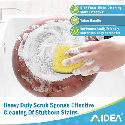 AIDEA Sponges Kitchen, Heavy Duty Scrub Sponge, 6Count, Sponges for Dishes - color: Green