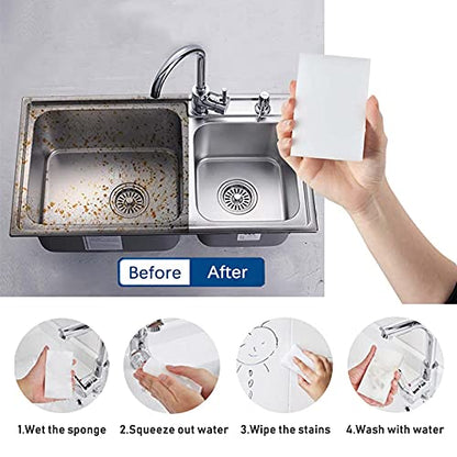 100Pack Magic Sponge Eraser, Extra Large Melamine Foam Sponge, Multi-Functional Household Cleaning Sponges, No Scratch Cleaning Pads for Kitchen, Oven, Bathroom, Bathtub, Sink, Wall, Shoes