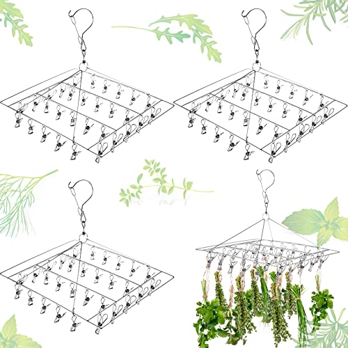 Bokon 4 Pcs Hanging Herb Drying Rack with Stainless Clips Hook, Square - style: Square