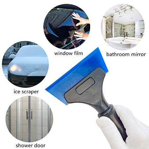 Heavy Duty Car Windshield Squeegee Rubber Shower Squeegee Water Blade Ice Scraper Rubber Squeegee Glass Wiper with Non-Slip Handle for Bathroom Cleaning, Window Tinting, 8Inch - color: Plastic