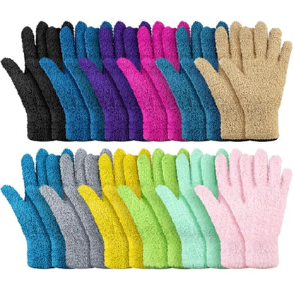 Geyoga 12 Pairs Microfiber Dusting Gloves Household Dust Cleaning Glove Washable Plant Dusting Glove Mittens Gloves - size: Small
