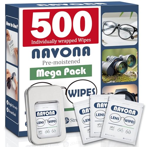 500 Count Lens Wipes for Eyeglasses – Pre-Moistened, Individually Wrapped Eyeglass Cleaning Wipes – Scratch-Free, Streak-Free Glasses Cleaner Wipes for Sunglasses & Camera Lens – Bulk Pack - size: 500 Count