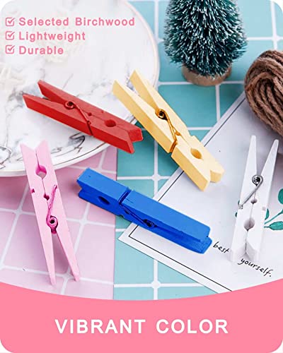 Clothes Pins, Pink Colored Wooden Clothespins for Baby Shower Game, Wreath, Crafts, Strong Grip Close Pins Birchwood Clips Clothespin Clothing Pegs for Hanging Clothing Photos, 2.83 Inch, Pack of 50 - color: Pink