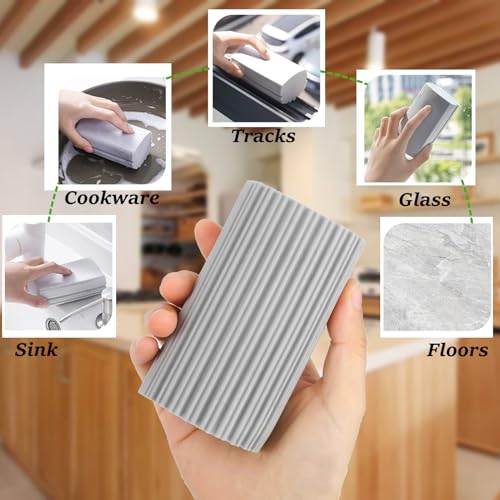 6 Pack Damp Clean Duster Sponge,Dusting Sponge Duster for Housekeeping,Reusable Household Cleaning Sponge for Blinds, Fan Blades,Mirrors,Glass, Baseboards,Window Track Grooves and Car (Grey)