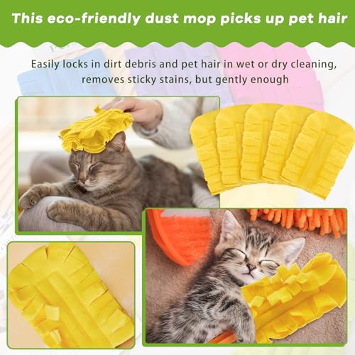 12 Pcs Reusable Duster Refills Washable Pads, Yellow - color: Yellow