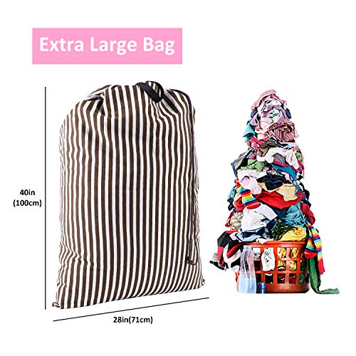 SWISSELITE Heavy Duty Laundry Bag, Large Travel Dirty Clothes Bag - color: Stripe Coffee