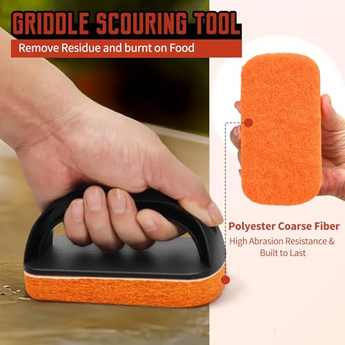 Griddle Cleaning Kit for Blackstone, Heavy-Duty Scraper & Ergonomic Handles - color: 12pcs Orange