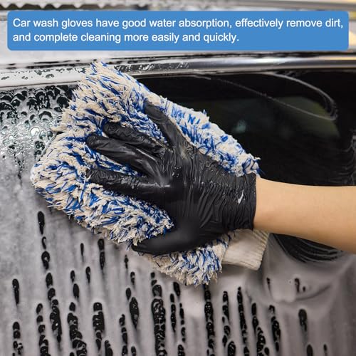 HARFINGTON 2pcs Chenille Microfiber Car Wash Mitts 10" x 7.5" Scratch Free Wash Gloves Absorbent Double Sided Plush Cleaning Drying Mitts for Car Washing Home Clean Red - color: Red