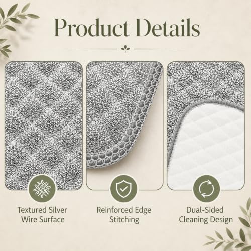15 Pcs Multipurpose Wire Dishwashing Rags, Non-Scratch Reusable Cleaning Cloths with Double Layer Metal Scrubbing Surface for Kitchen Pots Pans Sinks, Heavy-Duty Cleaning Supplies