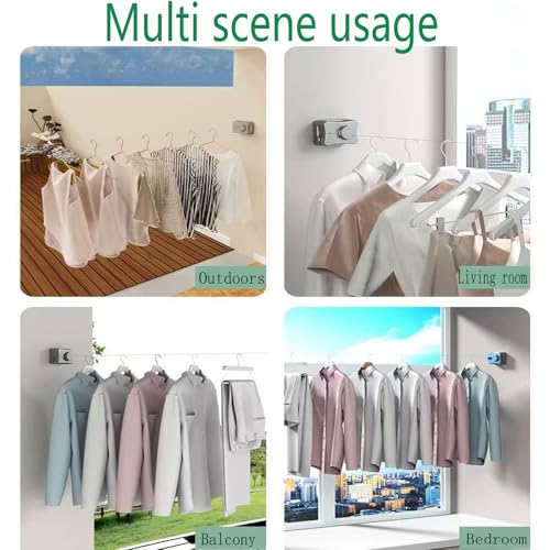 Anti-Sagging Clothes Line Thickened Steel Wire Retractable Clothesline Heavy Duty Clothesline Wall Mounted Bright Porcelain White Finished - size: 5.1m 6612W White Anti-Sagging ClothesLine