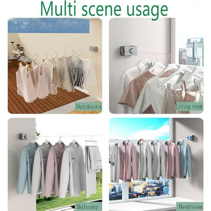 Anti-Sagging Clothes Line Thickened Steel Wire Retractable Clothesline Heavy Duty Clothesline Wall Mounted Gun Grey Finished - size: 5.1m 6612T Grey Anti-Sagging ClothesLine