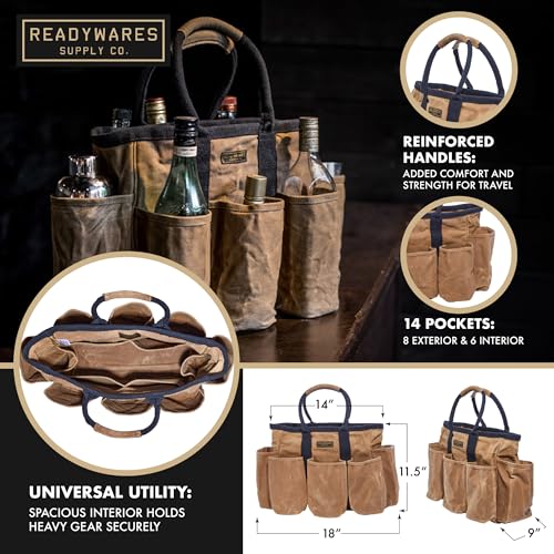 Readywares Supply Bag | 14" Waxed Canvas Gardening Tool Tote with Pockets