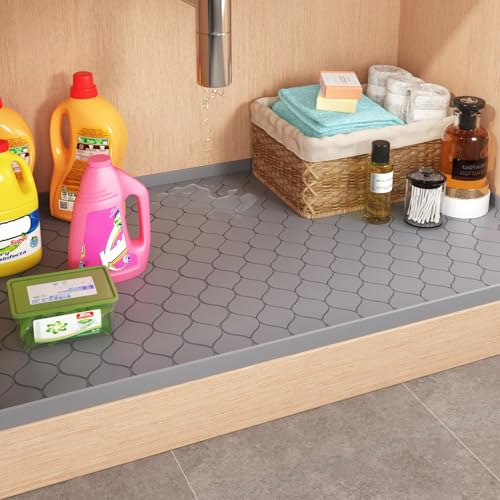 Winisok Waterproof Under Sink Mat 19" x 19", Silicone Mat, Dark Gray - color: Dark Gray, size: 19"W x 19"L