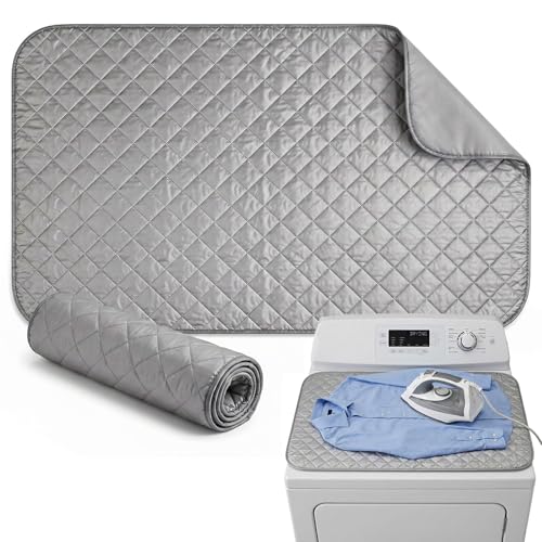 Portable Ironing Mat Blanket, Foldable Ironing Pad for Washer Dryer Top, Tabletop, Bed or Floor Ironing Board Alternative Replacement for Laundry Room, Apartment, Dorm, RV & Travel 18" x 31"