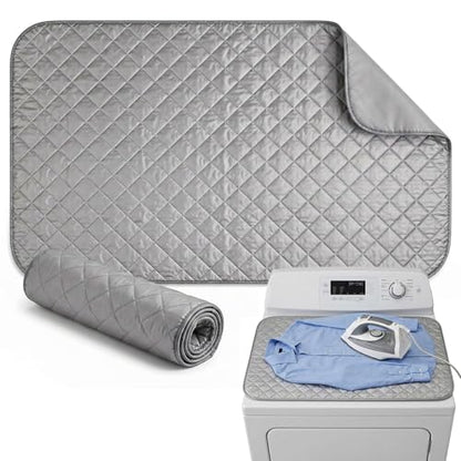 Portable Ironing Mat Blanket, Foldable Ironing Pad for Washer Dryer Top, Tabletop, Bed or Floor Ironing Board Alternative Replacement for Laundry Room, Apartment, Dorm, RV & Travel 18" x 31"