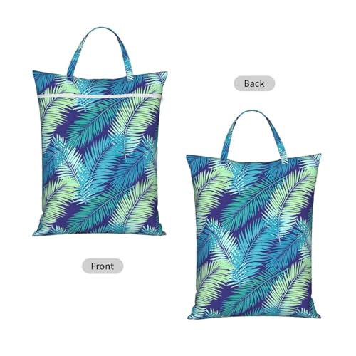 Tropical Hawaiian Leaves Turquoise Leaf Travel Laundry Bags Cloth Diaper Wet Bags Handle Washable Dirty Clothes Bags Wet Dry Bag Suitcase Gym Swimming Pool College Dorm Wet Bag - color: 1 PC11, size: One Size