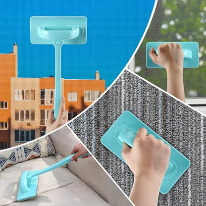 2 Pack Mesh Window Screen Cleaner Brush, Detachable Handle, Wet and Dry Use