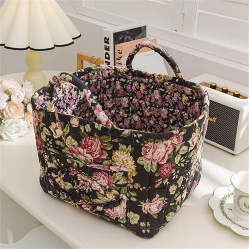 Boho Fabric Storage Basket, Large Capacity Laundry Basket, 12.2'' x 10.23'' x 10.23'' Collapsible Laundry Hamper with Easy Carry Handles (Black, L) - color: Black