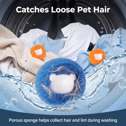 3Pcs Mix Colors Reusable Hair Remover for Washing Machine and Dryer - Laundry Ball Catcher for Clothing, Dog, Cat, Pet Lint Removal