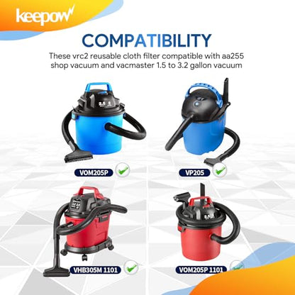 KEEPOW 10 Pack VRC2 Cloth Filter Compatible with Vacmaster - size: 10 Pack