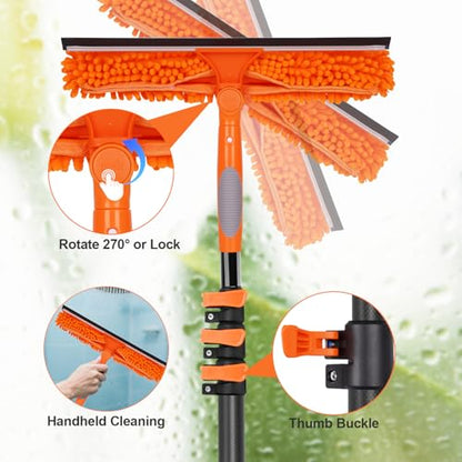 18FT Reach Carbon Fiber Window Squeegee with Extension Pole - size: 12 FT