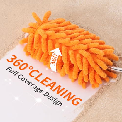 Mini Duster for Cleaning, 360° Bendable Hand Dusters with Extension Pole, Washable Small Duster for Car Interior, Office, Furniture - color: 2 Pack Green