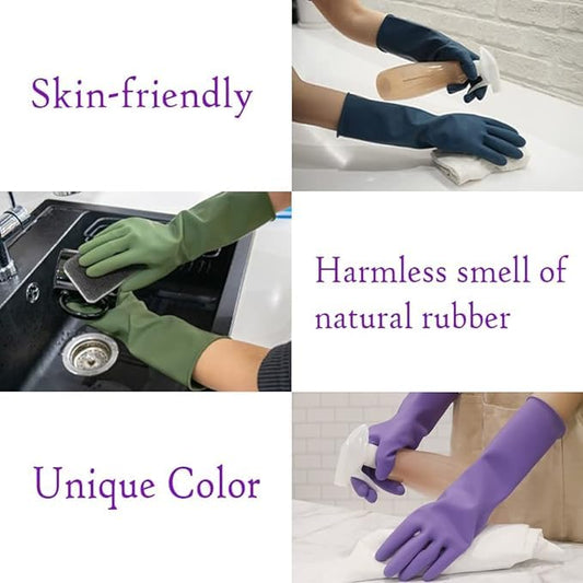 HOMSSEM Dishwashing Gloves - 2 Pairs Premium Rubber Gloves for Cleaning - Urban Gray, Green, Blue - color: Blue + Gray - Large