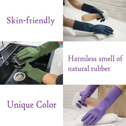 HOMSSEM Dishwashing Gloves - 2 Pairs Premium Rubber Gloves for Cleaning - Urban Gray, Green, Blue - color: Gray - X Large 2pairs