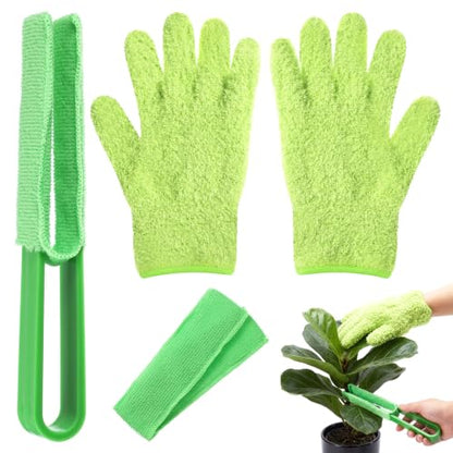 4 Pcs Plants Cleaning Set, Includes Microfiber Gloves and Leaf Cleaner