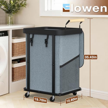 Laundry Hamper with Lid,Leather Patchwork Laundry Basket with Wheels Grey - color: Gray, size: 1 Section