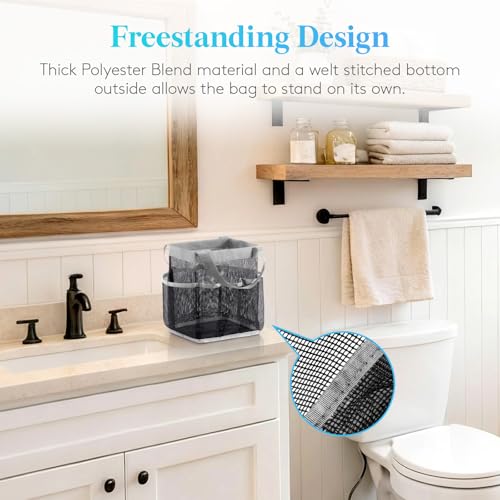 Lifewit Mesh Shower Caddy Portable for College Dorm Room Essentials with 7 Pockets, Freestanding Hanging Organizer Basket, Quick Dry Tote Bag for Camping, Bathroom, Beach, Travel, 1 Pack, Grey - color: Grey