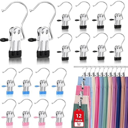 12 Pack Boot Hangers Clips for Closet, Heavy Duty Pants Hangers with Clips
