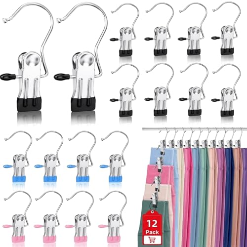 12 Pack Boot Hangers Clips for Closet, Heavy Duty Pants Hangers with Clips
