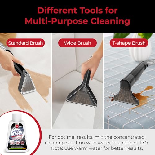 Rosewill Multi-Purpose Portable Carpet and Upholstery Cleaner with 74.4 oz Large Water Tank, Self Cleaning, Powerful Suction 17 KPa Spot Cleaner, 600W Motor, 4 Tools for Pets, Car, Couch and Stairs - color: Gray