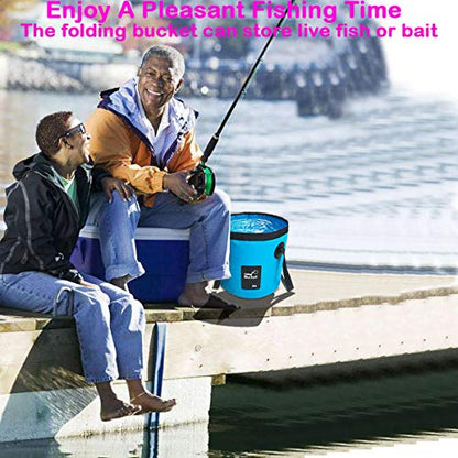 Sunglow Collapsible Fishing Bucket, 3&5 Gallons Multifunctional Portable Wash Basin - Folding Water Container for Camping-Gardening - color: 12l/3gallon(blue)