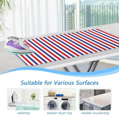 Ironing Mat Pad for Table Portable Travel Iron Blanket Ironing Board Covers Pressing Mat Heat Press Pads 27.6x47.2 Inches Blue and Red Stripes38 - color: Blue and Red Stripes38